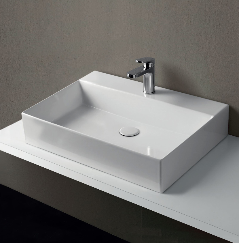 Azzurra Elegance Squared Раковина подвесная/накладная, 60x45xH12,5 см, 1 отв., цвет: Bianco lucido