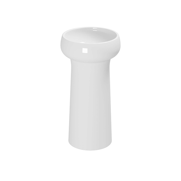 Раковина круглая напольная Azzurra Graal 40xH85см, без отв., слив в пол, цвет: Bianco lucido
