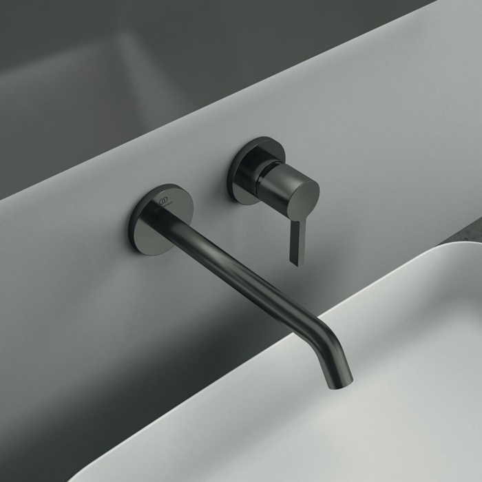 Ideal Standard Joy Смеситель для раковины, встраиваемый, излив: 22.5см, для монтажа с комплектом №1 A1313NU, цвет: PVD Magnetic Grey