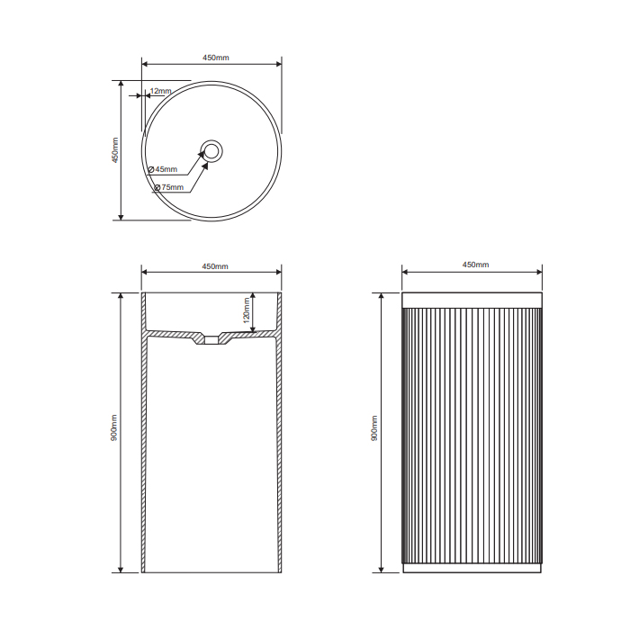 Dea Design Раковина 45х45х90см, напольная, без отв., цвет: grey