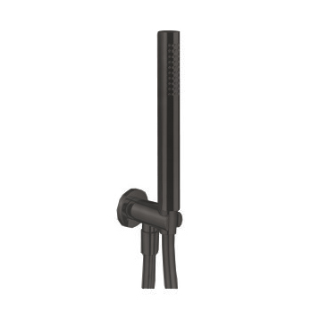 Душевой набор Fantini Milano: вывод воды на 1/2”, шланг 150 см, ручная лейка FIT, держатель для лейки, цвет: Matt Gun Metal PVD