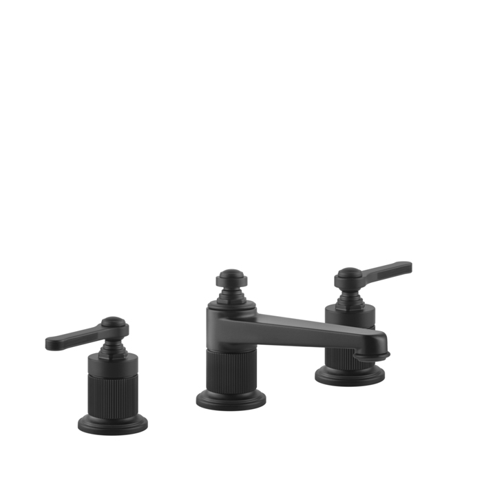 Смеситель для раковины Gessi Venti20 на 3 отверстия, высота излива 50 мм, в комплекте с донным клапаном, цвет: черный матовый