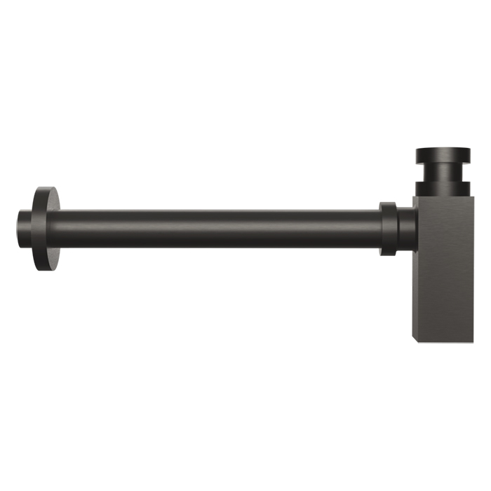Сифон для раковины квадратный Gessi Eleganza, под донный клапан, цвет: Black Metal Brushed PVD