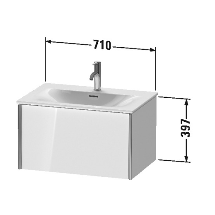 Тумба подвесная Duravit XViu 71x48x39.7см, с раковиной, 1 ящик, цвет: белый глянцевый/champagne matt