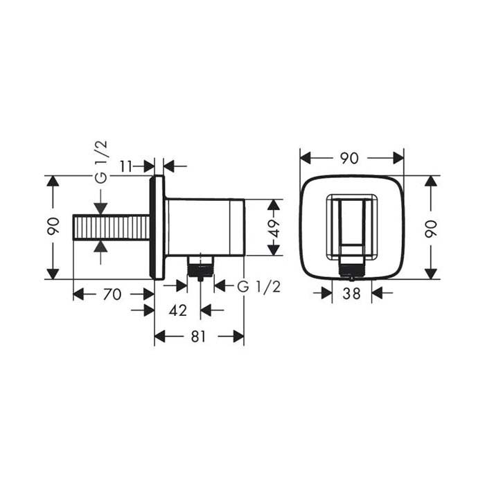 Hansgrohe FixFit Q Шланговое подсоединение с держателем ручного душа, цвет: полировоное золото