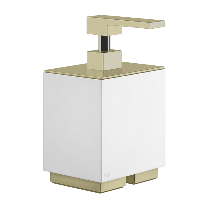 Дозатор для жидкого мыла Gessi Inverso Accessories, настольный, цвет: белый/Brass Brushed PVD