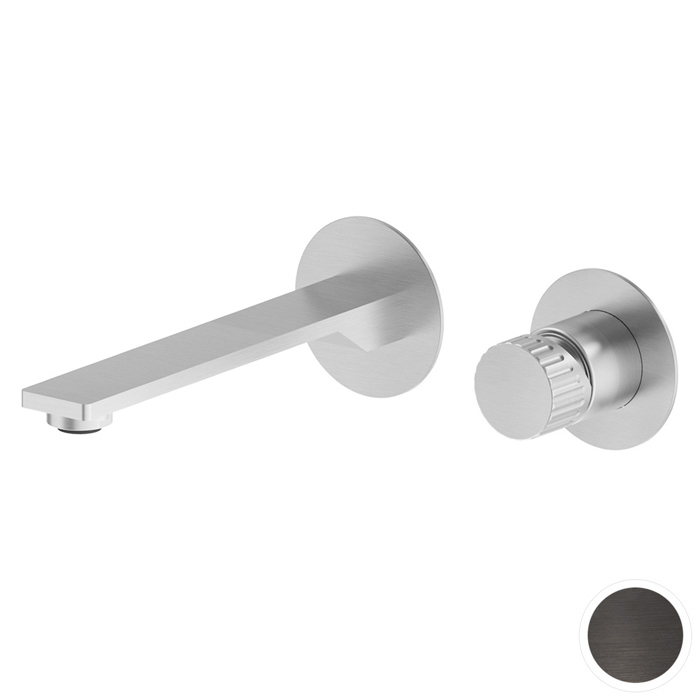 Смеситель для раковины Newform Steel Line, настенный, без донного клапана, цвет: pvd brushed gun metal