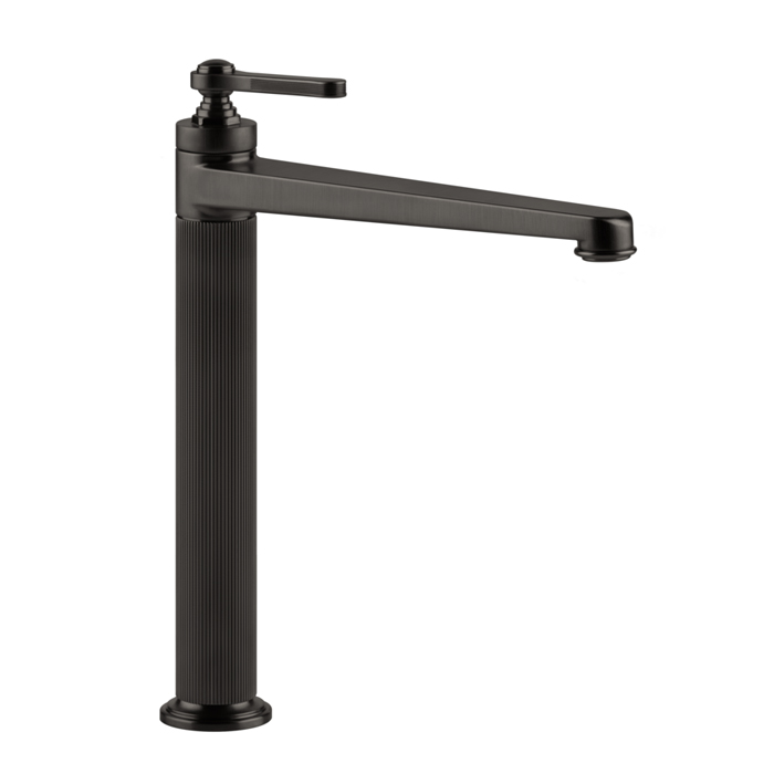 Смеситель для раковины Gessi Venti20, на 1 отв., высокий, с донным клапаном, цвет: Black Metal Brushed PVD