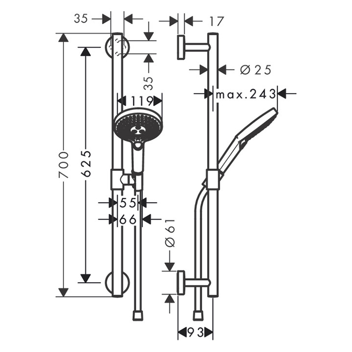 Hansgrohe Raindance Sel.S 120/U'Comfort Душевой гарнитур, 65см, цвет: хром