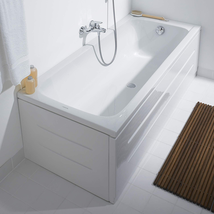 Duravit D-Code Ванна акриловая прямоугольная 170х70x40см, встраиваемая, с 1 наклоном для спины, выпуск центральный, цвет: белый