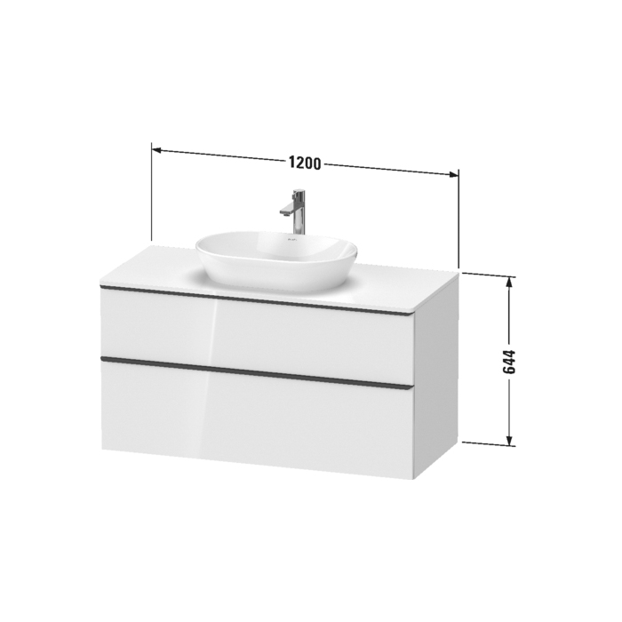 Duravit D-Neo Тумбочка подвесная 64.4x120x55 см, раковина, 2 ящика, цвет: белый высокоглянцевый