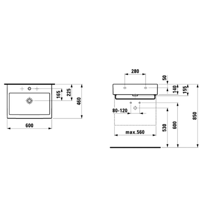 Раковина Laufen Living City 60х46х14 см, 1 отв., цвет: белый