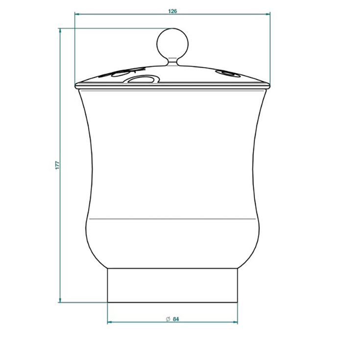 Китайская лакированная коробка THG CAPUCINE VERT DECOR PLATINE с белой керамической крышкой Ø126 мм, middle size, декор платина/зеленый, цвет: белый