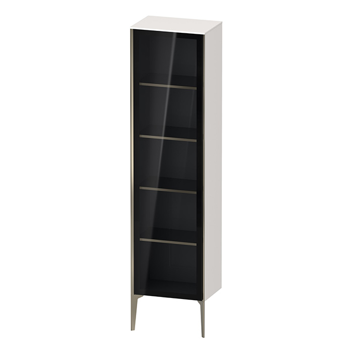 Шкаф подвесной со стеклянной дверью Duravit XViu 50x36x177см, 4 стеклянные полки (петли слева), цвет: белый глянцевый/champagne matt