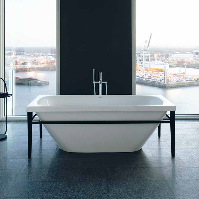 Duravit XViu Ванна отдельностоящая 160х80см, акриловая бесшовная панель, слив-перелив, цвет: матовый черный