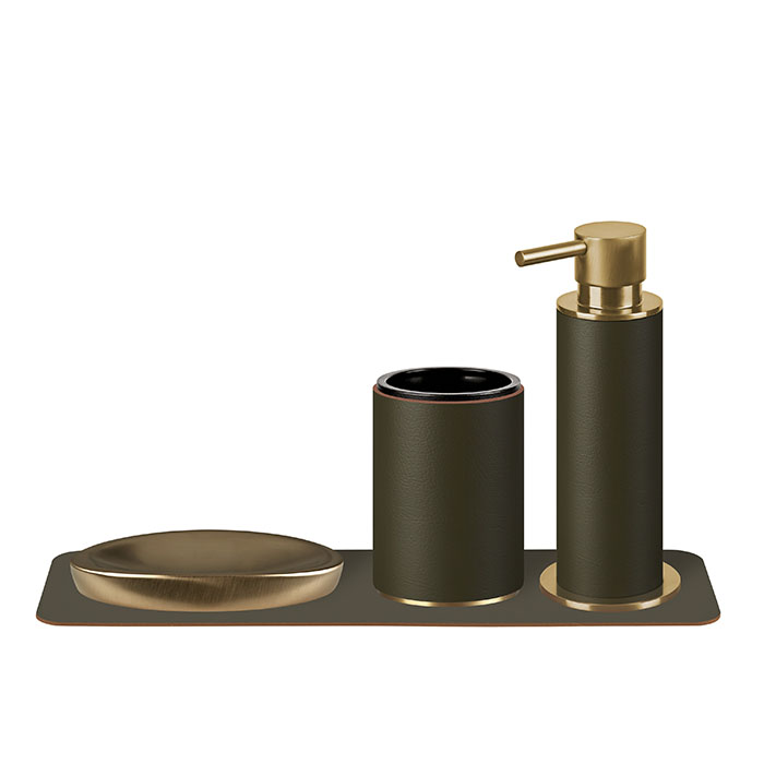 ADJ Стакан для зубных щеток, D7xH10 см, цвет: gold/оливковый