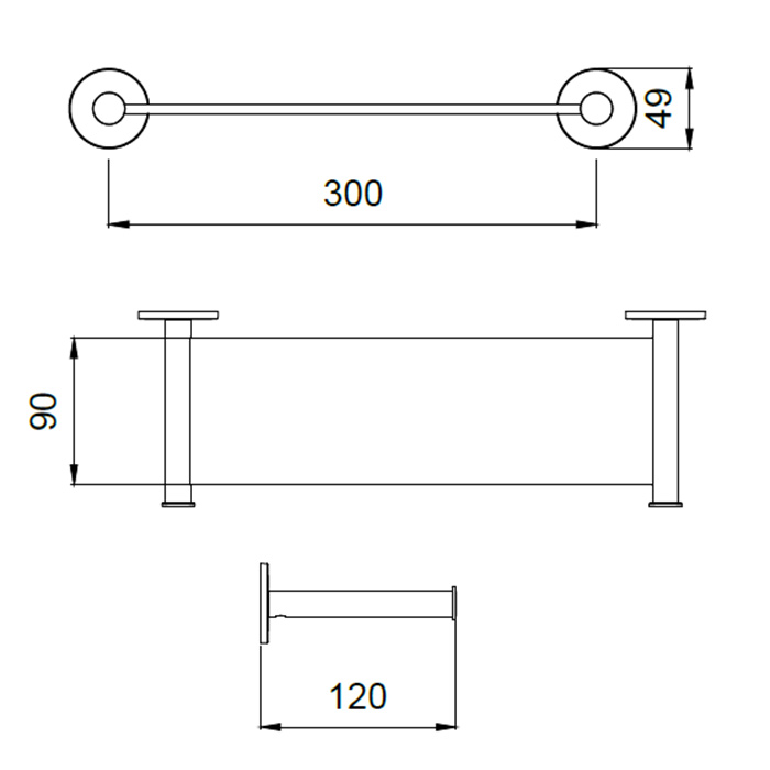 Almar Полка 30x12см, цвет: серый/нержавеющая сталь брашированная AISI 316