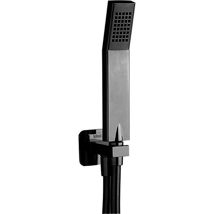 Душевой гарнитур CISAL Shower: ручная лейка, шланг 150 см, вывод с держателем, цвет: черный матовый