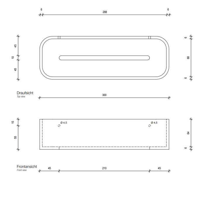 Душевая полочка Decor Walther Black Stone DCT30 30x10см, подвесная, цвет: черный матовый / сталь матовая