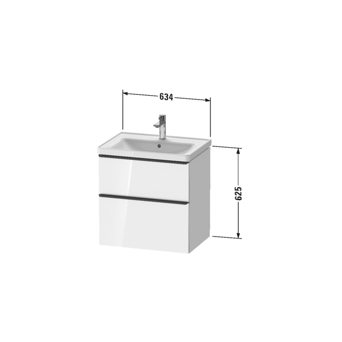 Duravit D-Neo Тумбочка подвесная 63.4x45.2х62.5см, раковина, 1 ящик, цвет: белый высокоглянцевый