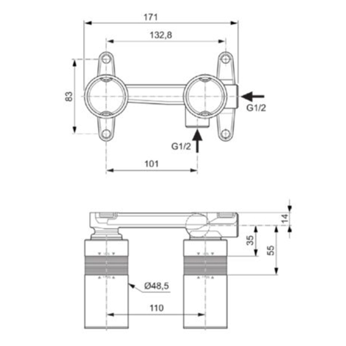 Ideal Standard Built-In Универсальный встраиваемый комплект для настенного