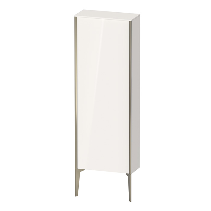 Шкаф подвесной Duravit XViu 50x24x133см, с 1 дверью, 3 стеклянными полками (петли справа), цвет: белый глянцевый/champagne matt
