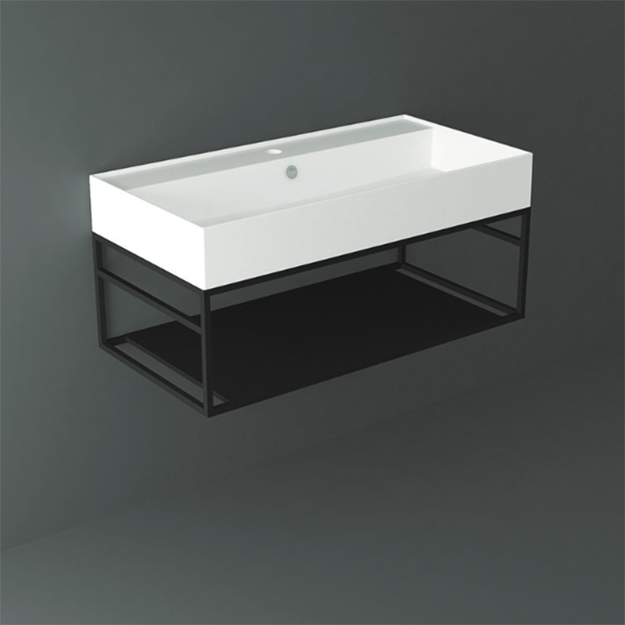 Структура Simas Agile металлическая 91x46xh28см, подвесная, для раковины с 1 отв., AG91, с 1 полкой, цвет: черный матовый