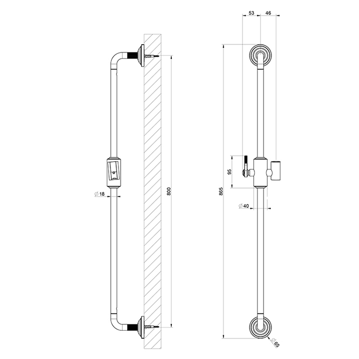 Gessi Venti20 Штанга для душа 86.5см., цвет: Finox Brushed Nickel