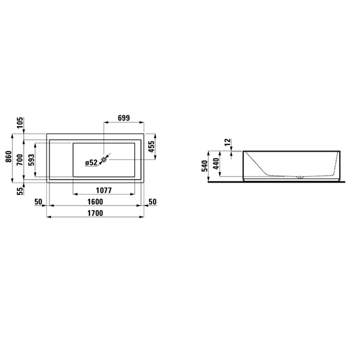 Laufen Kartell Ванна 170x86x44см, отдельностоящая, с слив-переливом с подсветкой, сисит. подъема, материал: композит, цвет: белый