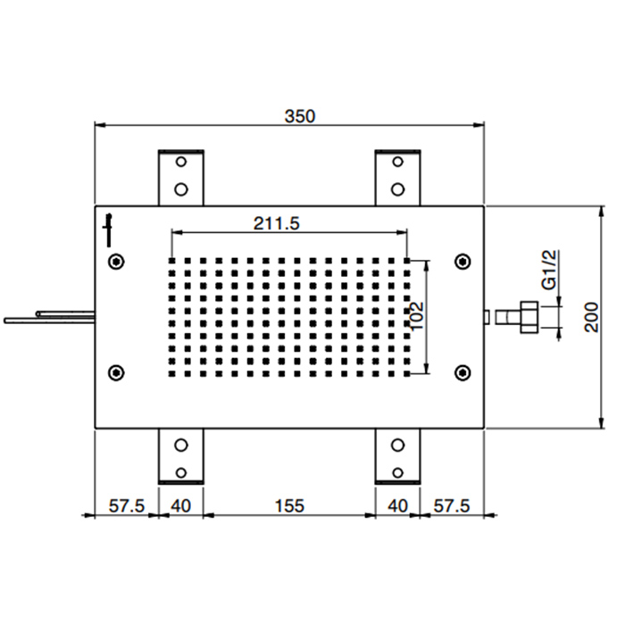 Верхний душ Carlo Frattini Wellness Modular 350х200 мм, встраиваемый в потолок, LED подсветка для хромотерапии с 8 цветами, цвет: хром