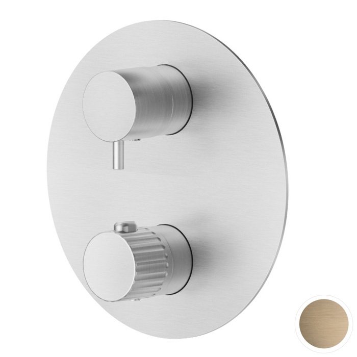 Смеситель для душа Newform Steel Line, встраиваемый, термостатический, цвет: pvd brushed pale gold
