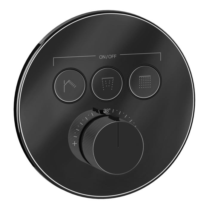 Смеситель для душа Gessi Hi-Fi Comfort, встраиваемый, термостатический, с 3 запорными кнопками, цвет: Black Metal PVD