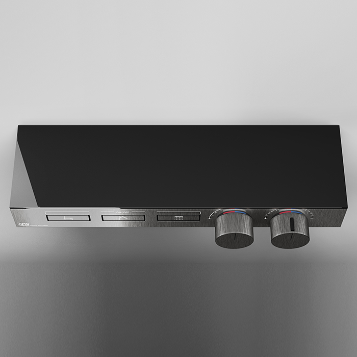 Термостат для душа Gessi Hi-Fi, с включением до 3 источников одновременно, внешняя часть, цвет: Black Metal Brushed PVD