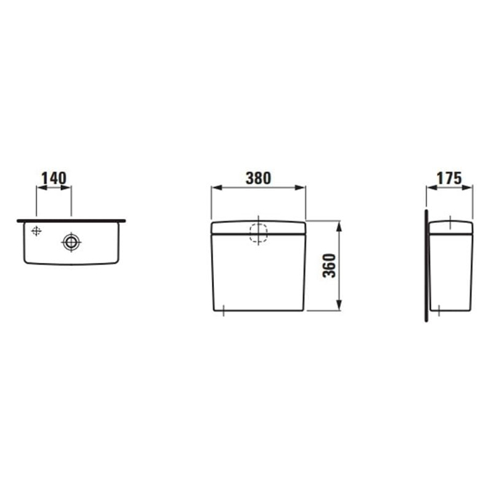 Бачок Laufen Pro 38х36х17.5см, подвод воды сбоку сзади, с механизмом смыва 3/6л, цвет: белый