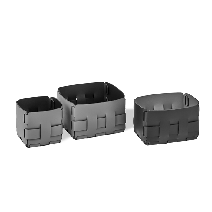 ADJ Корзинка Mini Bottega, 12x12xH13 см, цвет: серый/черный