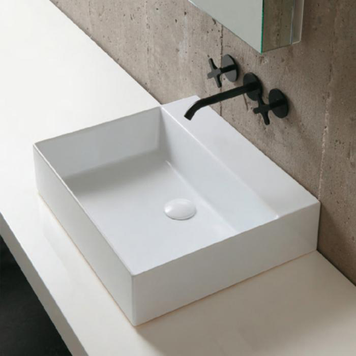 Azzurra Elegance Squared Раковина подвесная/накладная, 50x45xH12,5 см, без отв., цвет: Bianco lucido