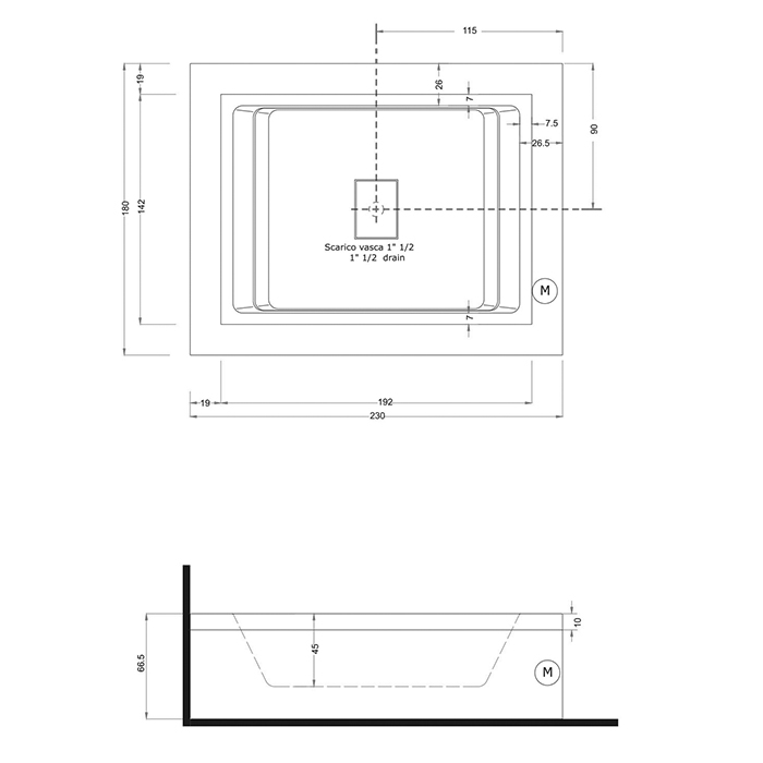 Treesse Fusion 230 Ванна 230x180xh67 см, с гидромассажем, cветодиодная  хромотерапия, стабилизатор температуры воды, цвет: белый