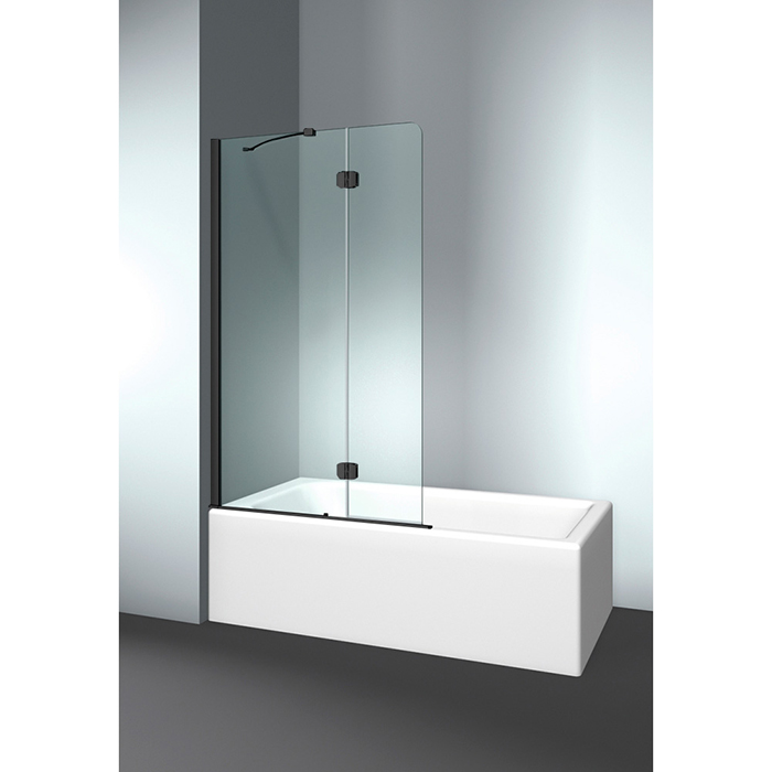 VismaraVetro Шторка на ванну PV 65х150Hсм, размер 110-112(60+50)см, SX (левая), стекло Transparent 04, Matt Black 09, петли С67 внутр. открытие, TPA