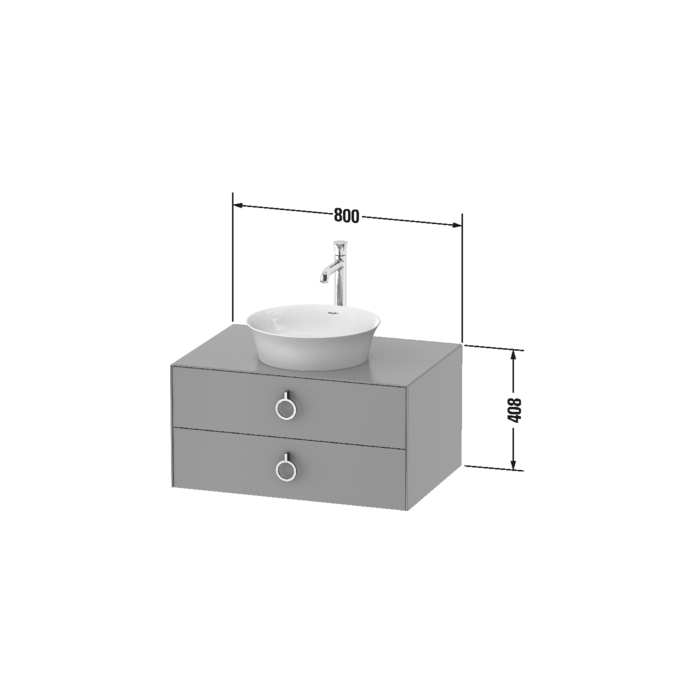 Duravit White Tulip Тумбочка подвесная 80x55х40.8см, раковина, 2 ящика с ручкой, цвет: белый высокоглянцевый
