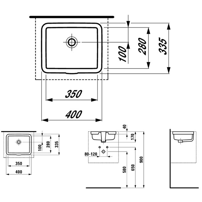 Раковина Laufen Living City 40х33.5х17 см, без отв., цвет: белый