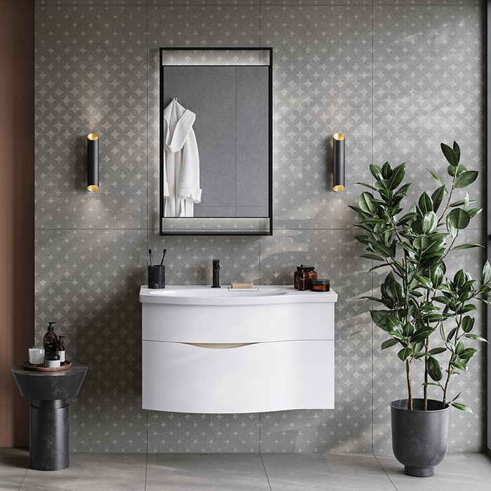 Тумба подвесная Kerama Marazzi Riva 100см, левая, с раковиной, цвет: белый матовый