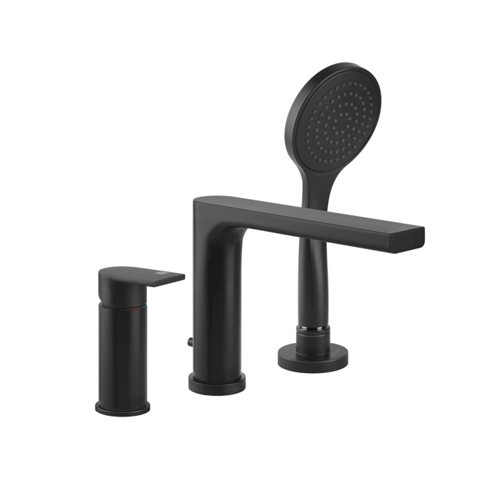 Смеситель для ванны Gessi Emporio Via manzoni, на 3 отв., с переключателем, изливом и шлангом 1,50м, цвет: Black XL