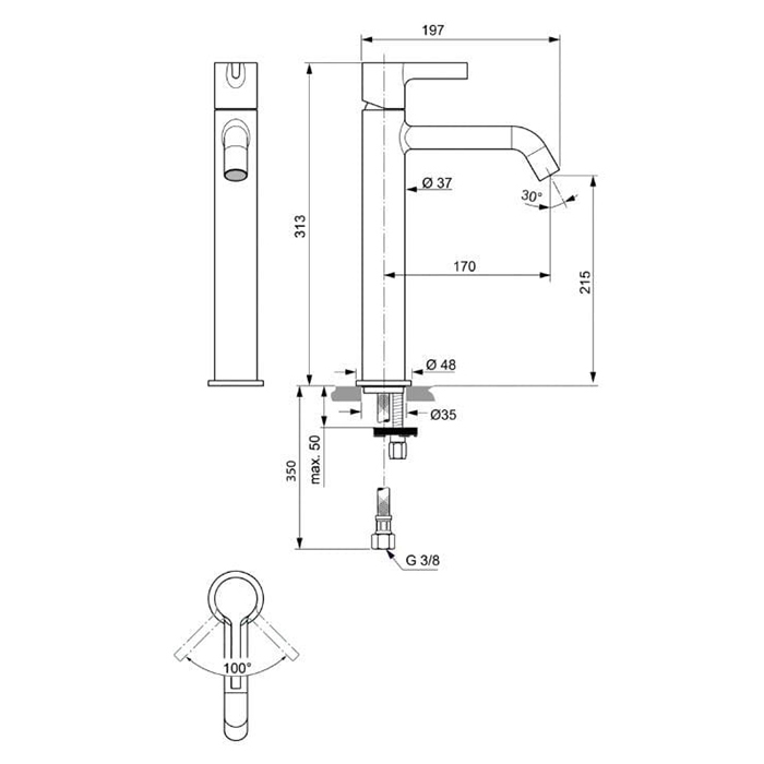 Ideal Standard Joy Смеситель для раковины, на 1 отв., высокий, цвет: хром