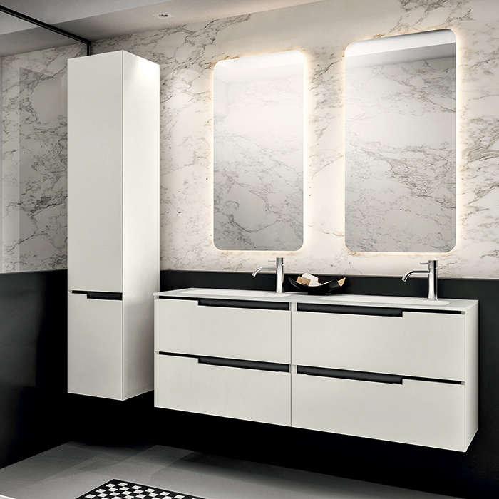 Oasis Profilo Композиция №19 Комплект мебели 140х38х h205см, подвесной, цвет: белый матовый/Хром