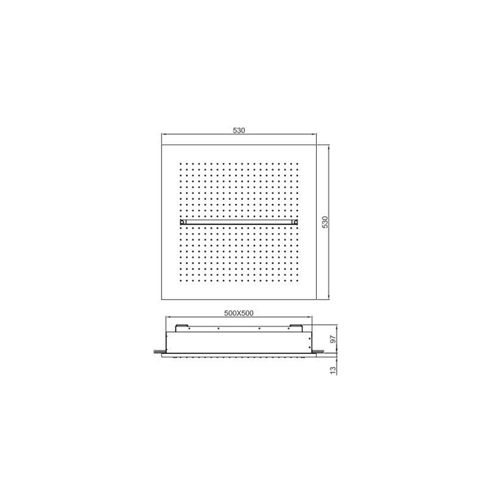 Fantini Acqua Zone Dream Верхний душ 530х530 мм, потолочный, ,Дождь, Ливень, цвет: черный матовый