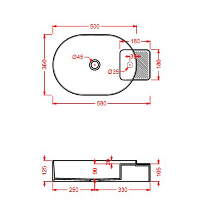 Artceram Cartesio Раковина 58х36 см, с 1 отв., накладная, цвет: голубой