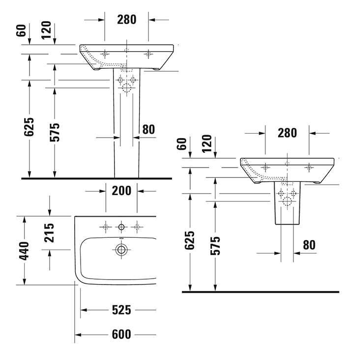 Duravit DuraStyle Раковина подвесная с переливом, 60х44см.,  с 1 отв под смеситель, цвет: белый