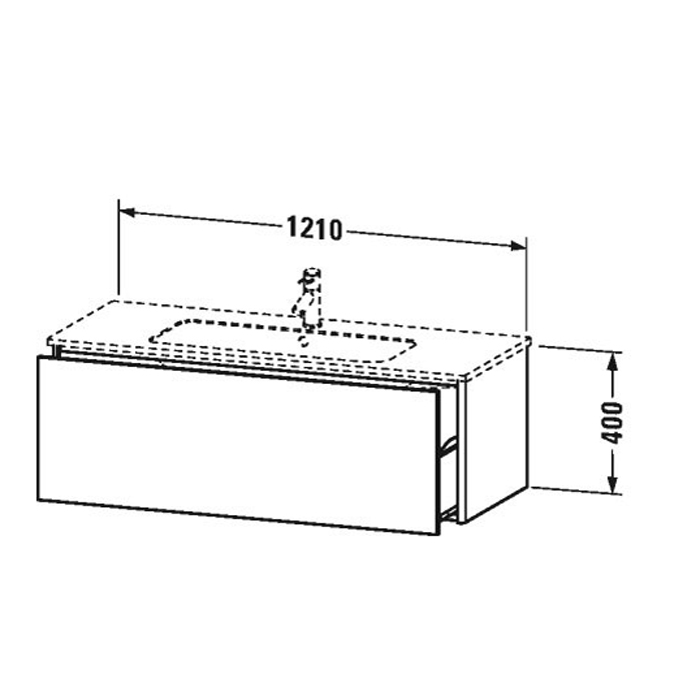 Duravit XSquare Тумба подвесная, 121х47.8х40см, с раковиной, с 1 выдв ящик, цвет: черный глянцевый