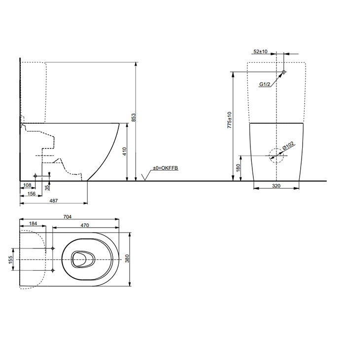TOTO NC Унитаз моноблок 38x70см, безободковый, tornado, CeFiONtect, cиденье Washlet, цвет: белый