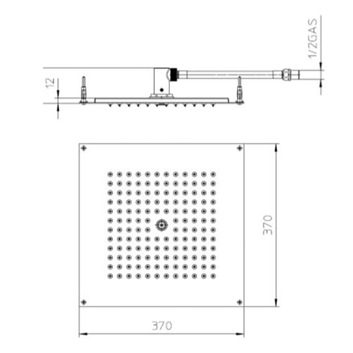 BOSSINI DREAM-CUBE  Верхний душ 370 x 370 мм, цвет: черный матовый